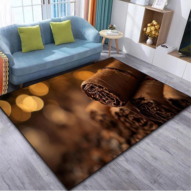 1Pc Cigar Coffee Beans Pattern Rug - Home Decoration Carpet For Living Room Bedroom Flooring Computer Chair Area Rug