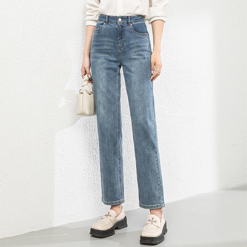 Fanzhen Women's High-Waist Straight-Leg Cropped Jeans