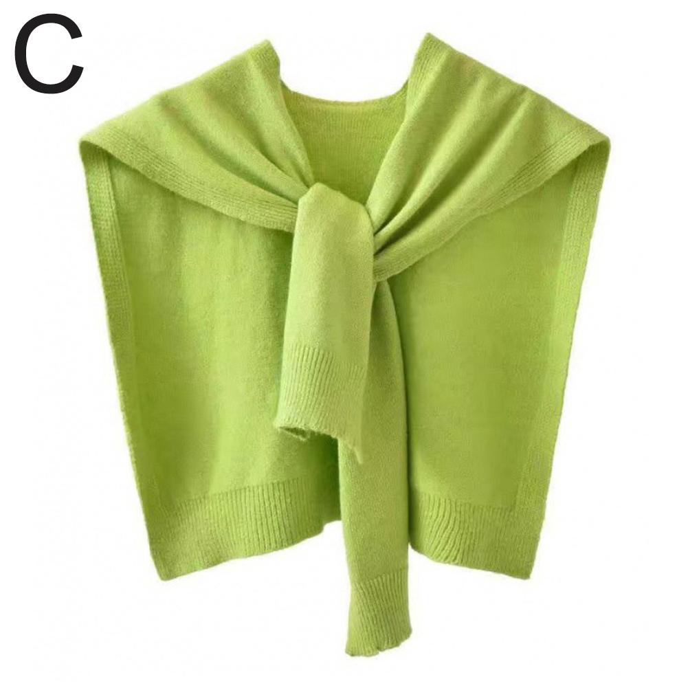 Korean Knitted Shawl Wraps Hijab Air Conditioning Fake Collar Neck Guard Knit Thin Knotted Cape Shoulder Scarf For Women
