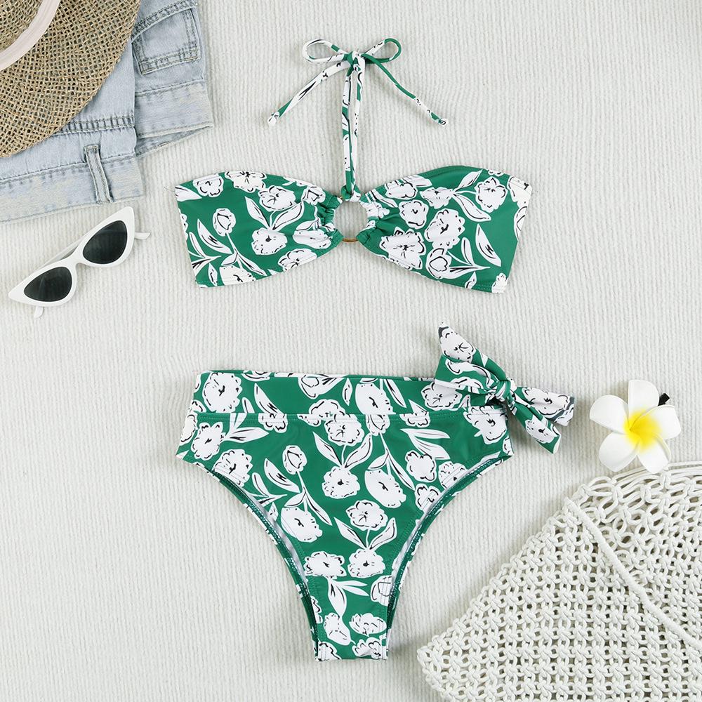 2025 Women's Sexy Halter Bikini Set: High-waisted, Cross-border, Beach Swimwear.