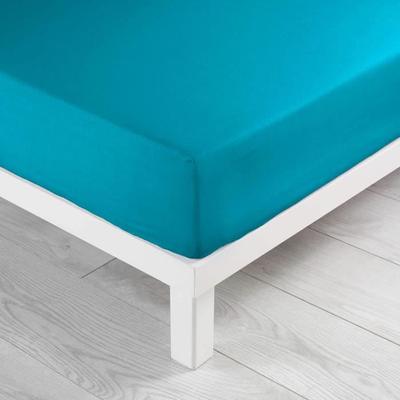 Fitted Sheet - 180 X 200 Cm - Deep Pocket 30 Cm - 100% Cotton - Plain Blue