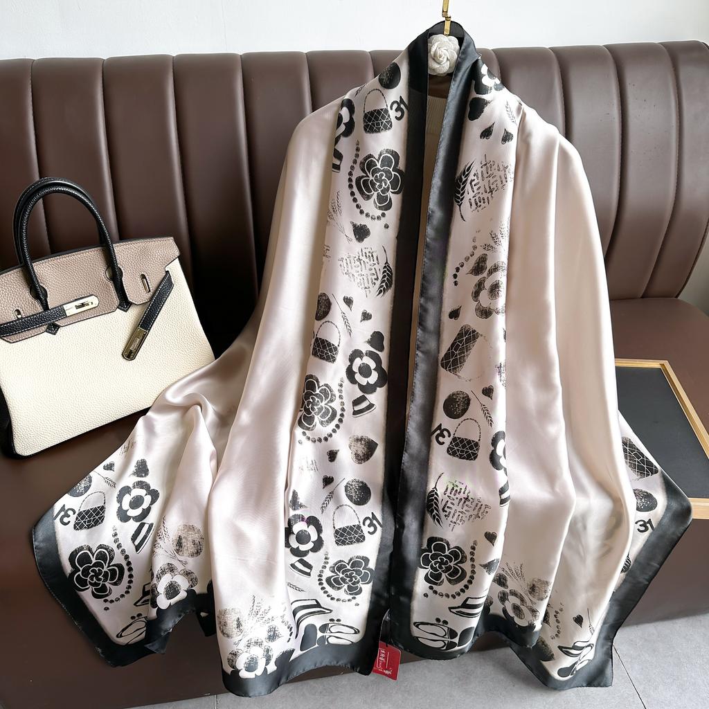 Spring Scarf Women'S Luxury Design Scarf Silk Smooth Scarf Soft Muslim Headband Shawl Beach