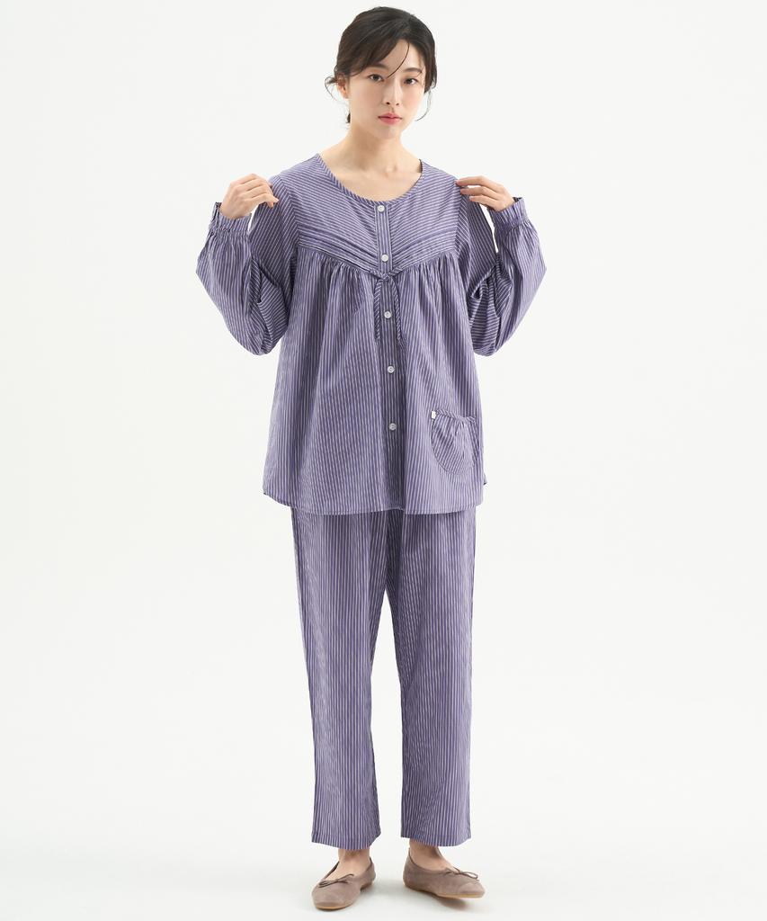 Meipeullawo Purple St Long Sleeve Pure Cotton Women'S Plus Size Pajama Set