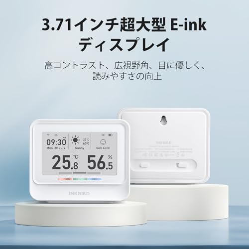 INKBIRD 9-in-1 Wi-Fi Thermometer und Hygrometer, Hochpräzises Thermometer mit großem 3,71-Zoll E-Paper-Bildschirm, Smartphone-Fernüberwachung, Wetter