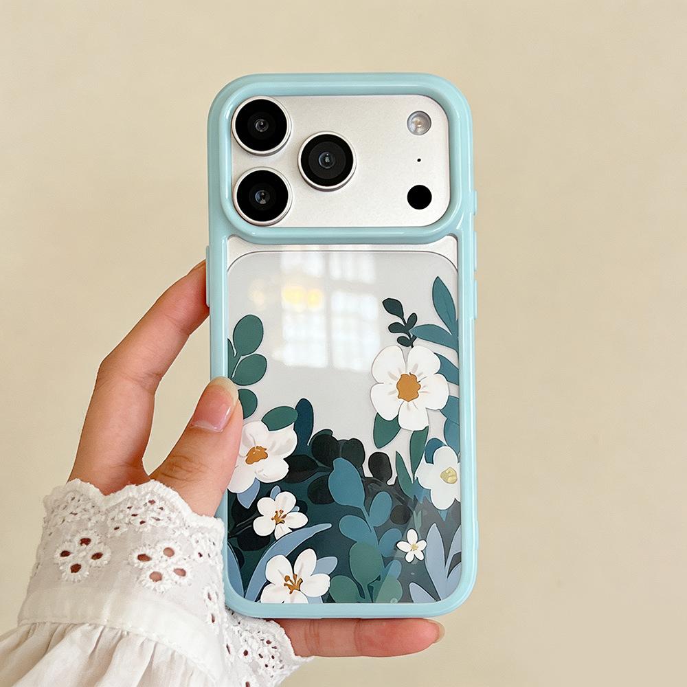 Spring little white flower is suitable for iPhone17Pro mobile phone case, the new anti-drop Apple 16/15 transparent protective case 14.