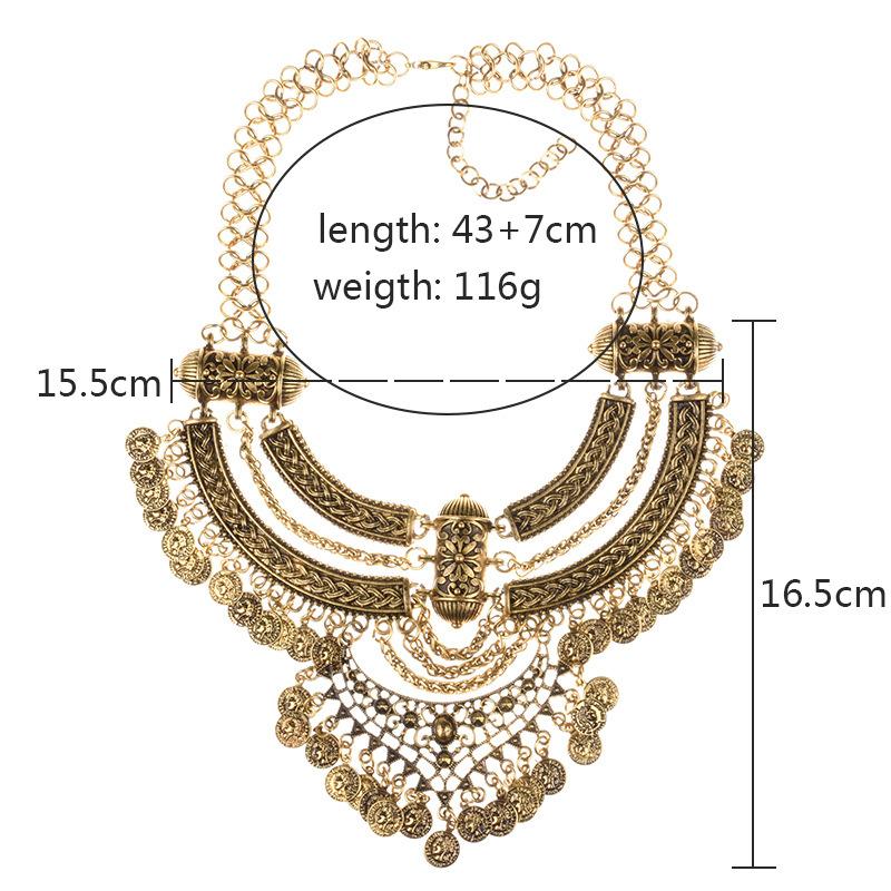 Accessories: Multi-Layered Vintage Exaggerated Coin Necklace, Accessories: Long Clavicle Chain