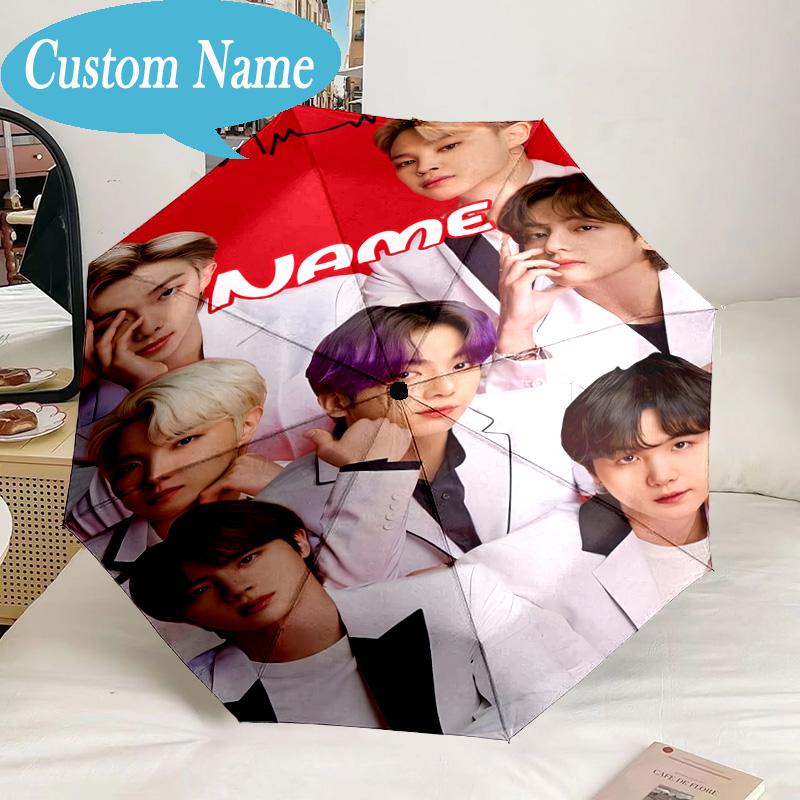 Custom Name Umbrella K-pop Stars Formal Attire Umbrella 8-Frame for Travel, Camping, Casual Lightweight Portable, Essential for Family Gifts
