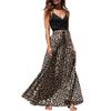 Damen Plus Size A-Linien Midi-Rock Mit Kordelzug Taille Leopardenmuster Baumwollmischung Lässig Lang