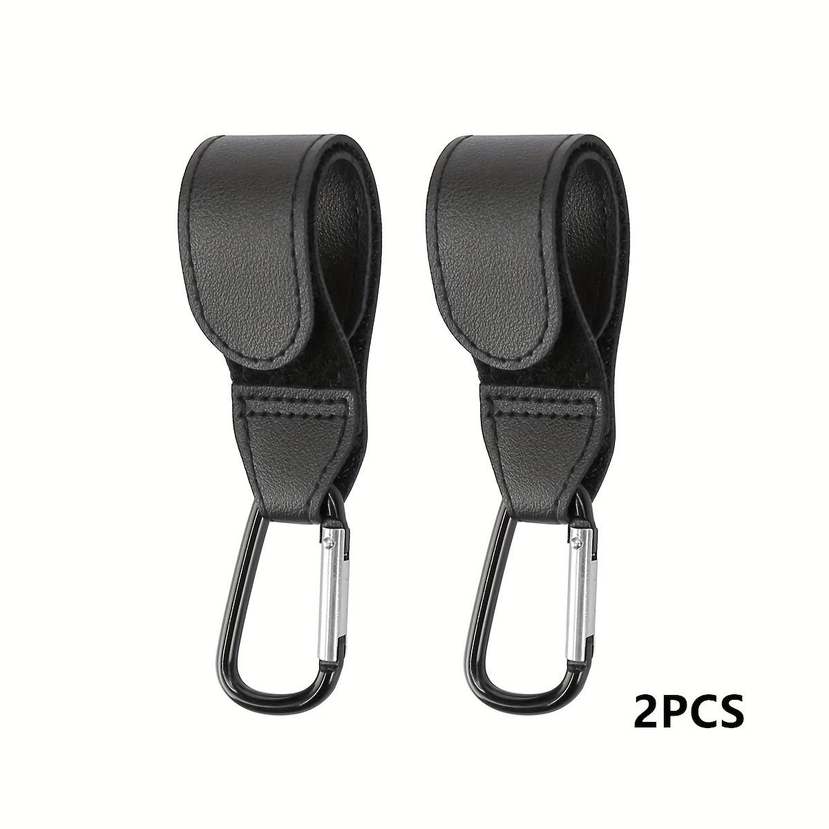 

2pcs PU Leather Stroller Hooks Heavy Duty - Universal Hanging Bag Clips for Prams/Shopping Carts, Portable Buckle Accessories