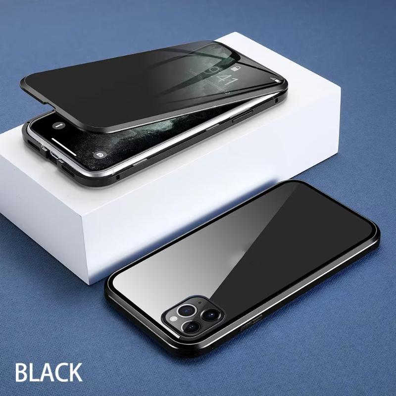 Para IPhone 16 15 14 13 12 11 Pro Max X XR 8 7 Protector de Pantalla de Privacidad Anti-miradas Funda para Teléfono Parachoques de Metal Cubierta a Prueba de Golpes de Doble Lado