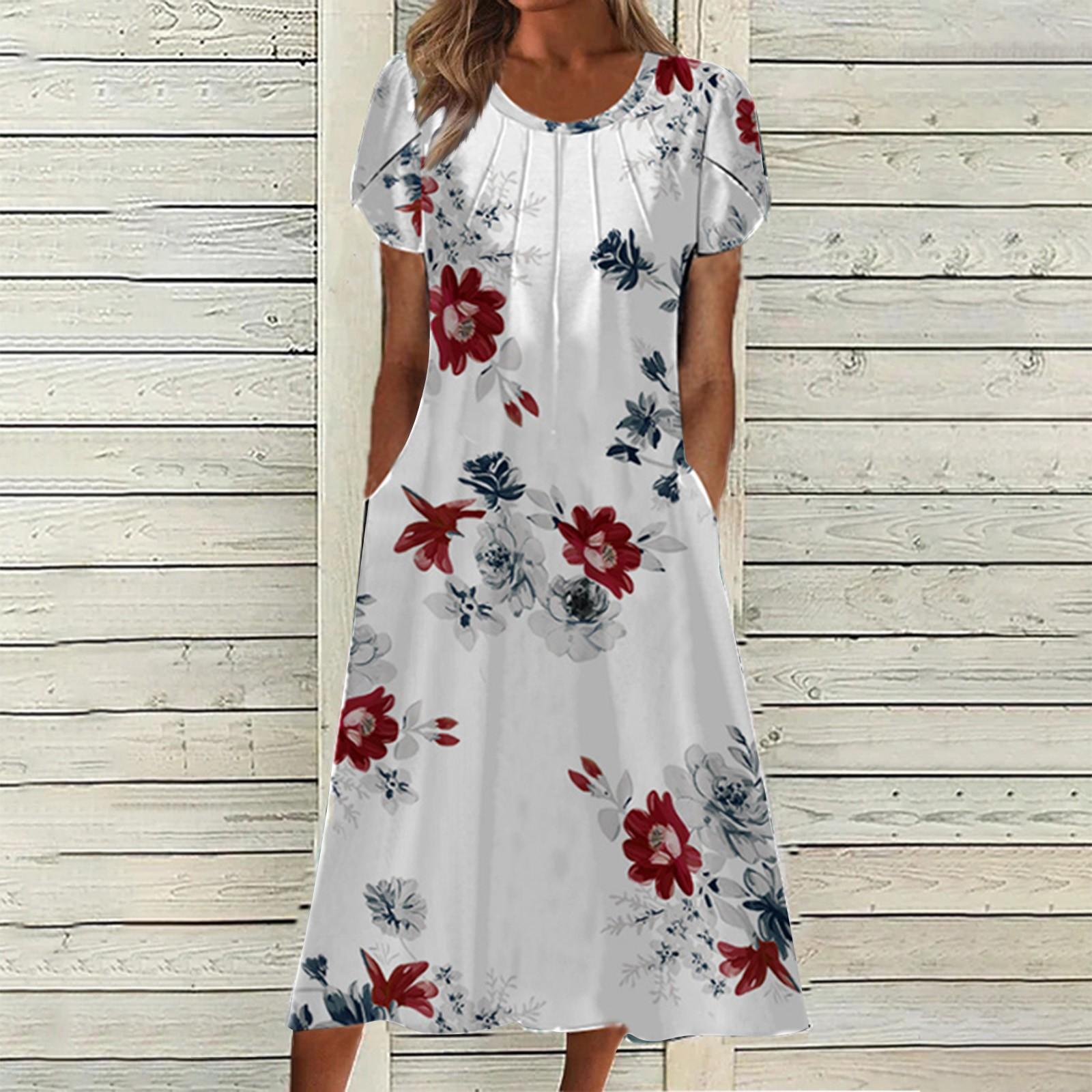 

Женское модное платье с круглым вырезом и цветочным принтом, кружевное платье с рукавами, длинное платье с карманами XL красный