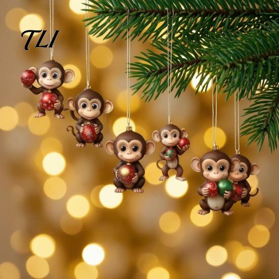 Holiday Box Christmas Monkey Advent Calendar, 24 Days Countdown Calendar with 2D Acrylic Collectible Figurine Ornament, Funny Animal Xmas Tree Hanging