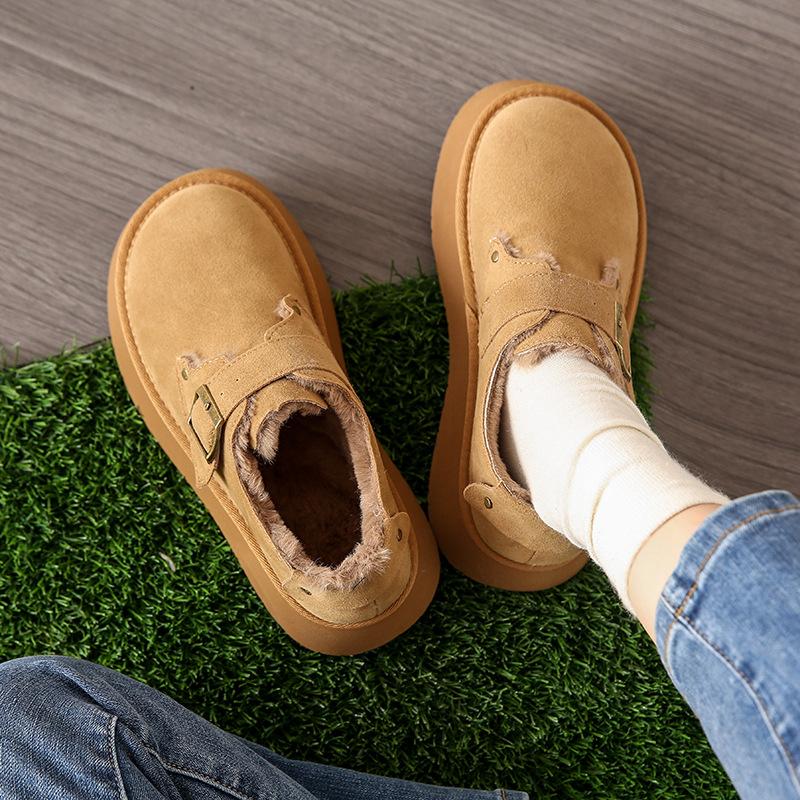 

Brown warm one-pedal platform cotton shoes women s winter 2025 new velvet Boken lightweight retro Boken shoes 40