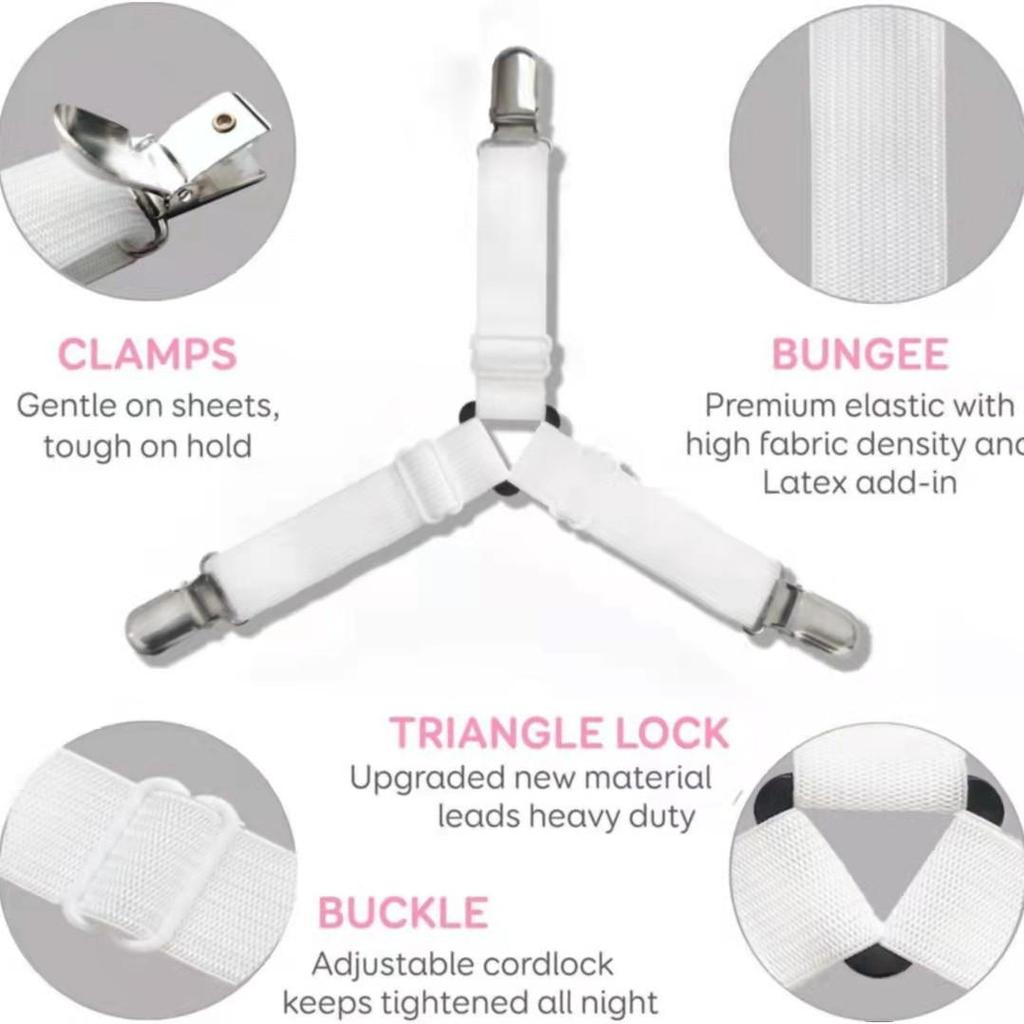 Tri-Head Bed Sheet Fasteners: Anti-Slip Elastic Clips & Fixing Buckles