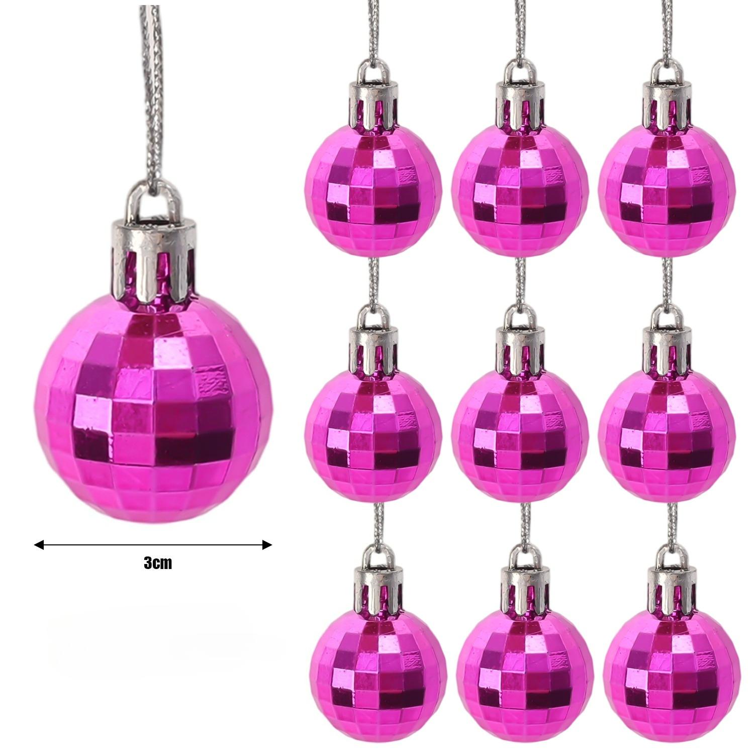

10/100x Christmas Balls Ornaments Christmas Tree Decoration 3cm DIY Hanging Electroplated Ball Party Xmas Supplies Accessory 10PCS Яскраво-рожевий