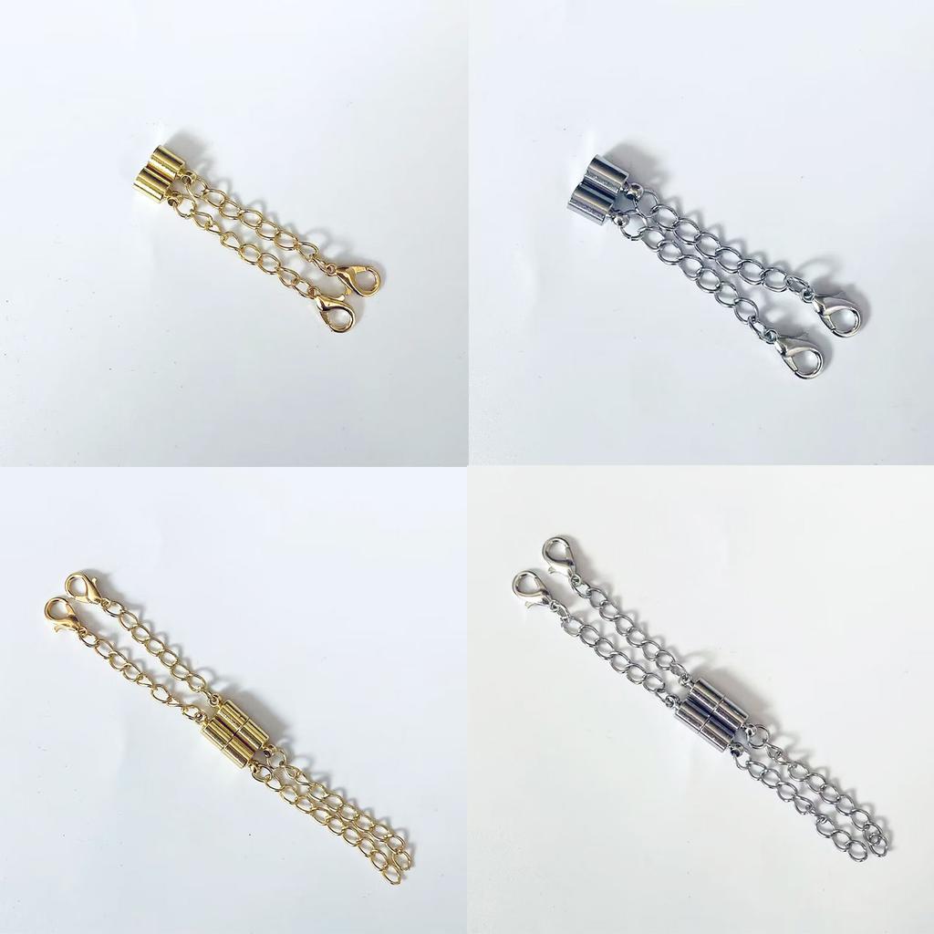 4 Pieces Pack Adjustable Chain Extender Set for Jewelry Making Gold/Silver Convenient Magnetic Clasp Extension Chain