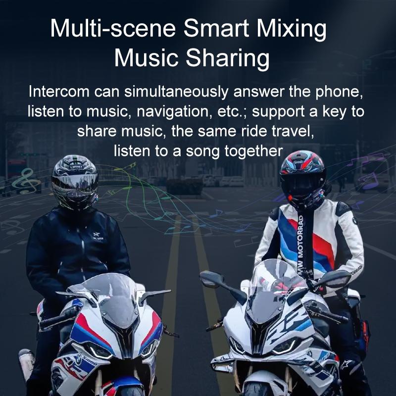 Y12 Pro Bluetooth Helmet Headset 500m Range Music Sharing Waterproof