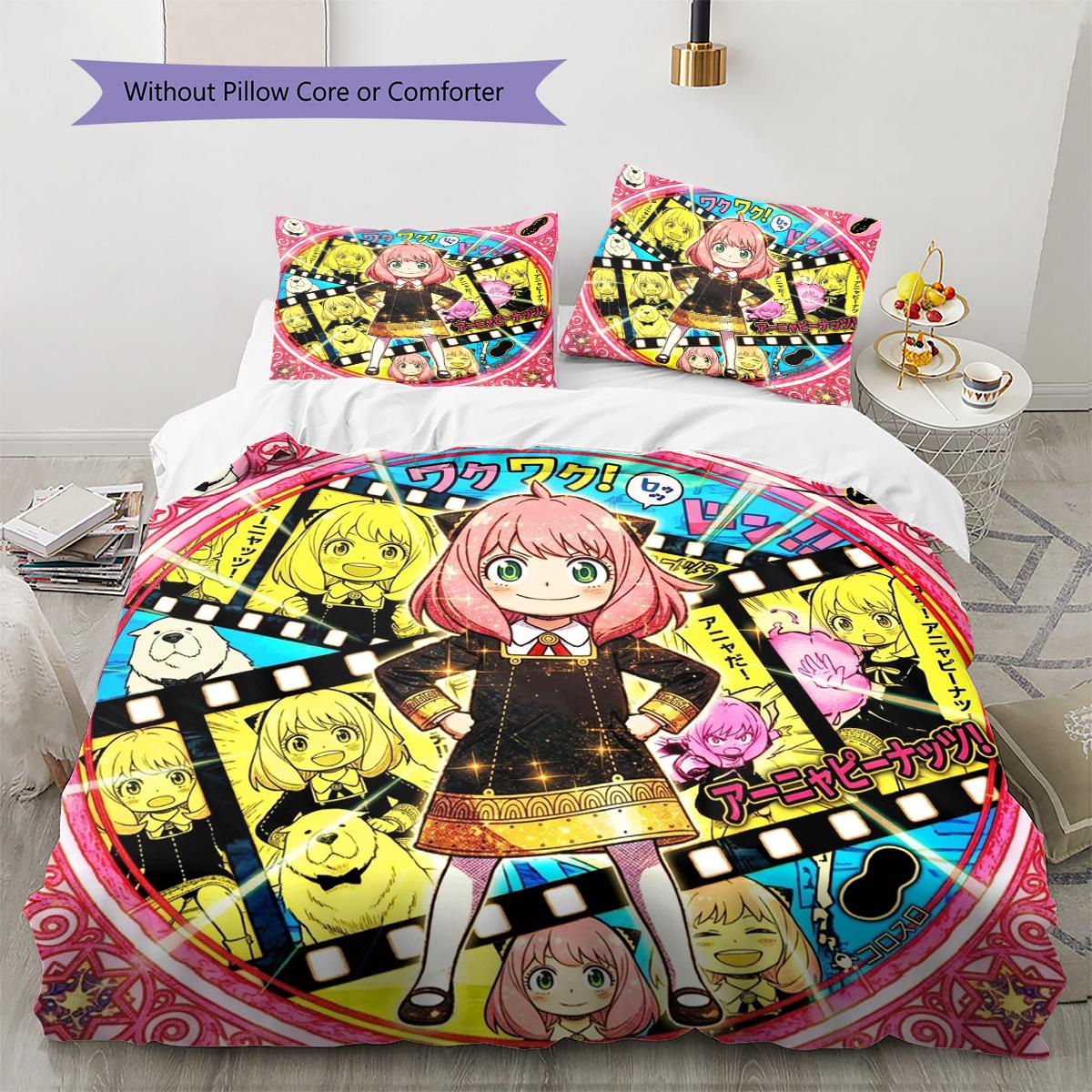 

Anya Forger Pattern Bedding Quilt Set Quilt Cover Pillowcase Home Decoration Birthday Gift (1 * duvet cover + 2 * pillowcase, without core) 135x200cm