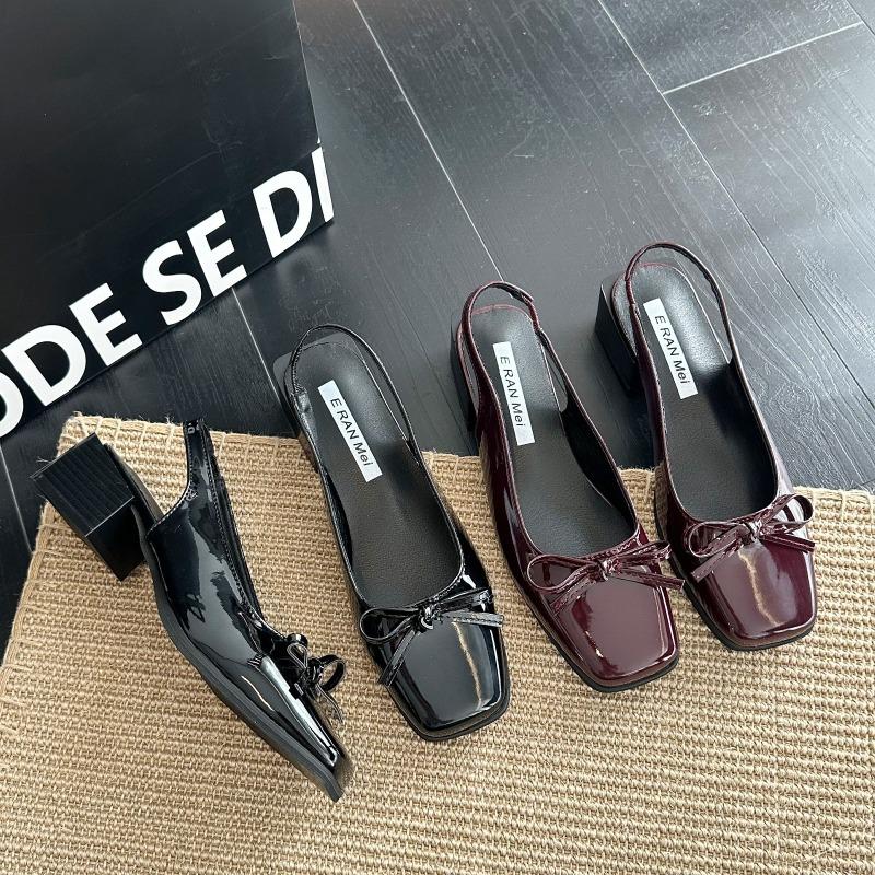 New Style Popular Women's Toe Open-top Buckle High Heels with French Bow Comfortable Fashionable Women's Shoes Zapatos Mujer
