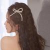 Hair Bow for Women Girls Silver Sparkly Rhinestone Hair Clips for Long Short Curly Thin Hair French Big Bling Ribbon Bowknot Alligator Hair Clips
