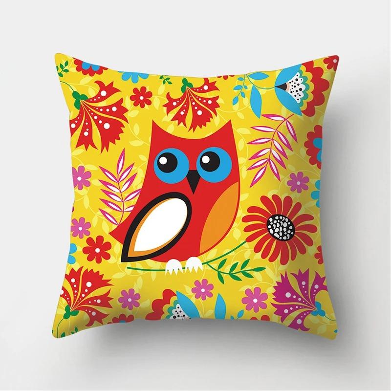 Eule Blume Dekokissenbezug Wohnzimmer Büro Zuhause Kissenbezug Auto Ornamente