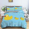 Kreslená žlutá kachna král královna povlak na přikrývku Farma Roztomilý zvířecí ložní set Modrý bublinkový povlak na přikrývku Měkký polyesterový povlak na přikrývku