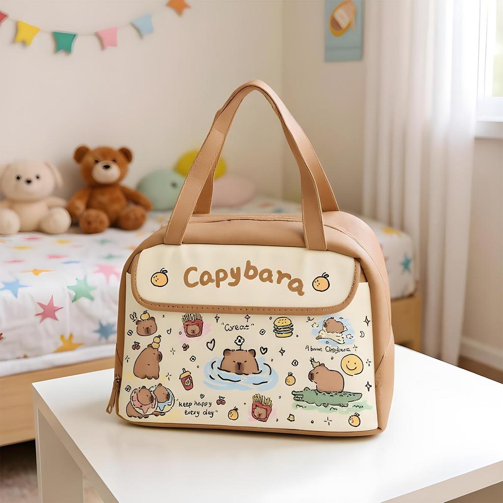 Niedliche Lunchtaschen für Damen Wasserdichte Leichte Lunchtasche Capybara-Druck Thermisch Auslaufsicherer Rucksack Tragbar für Schule Reisen