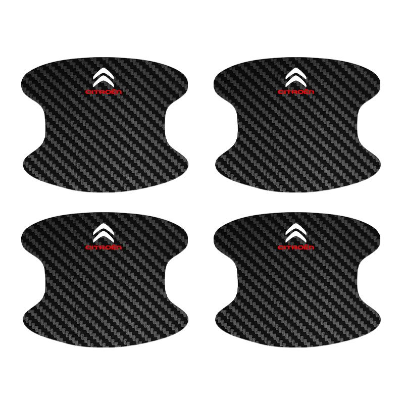 

4PCS Car Door Handle Bowl Scratch Protector Carbon Fiber Stickers For Citroen C1 C2 C3 C4 C5 C6 C8 C4L DS3 DS4 DS5 DS5LS DS6