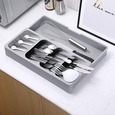 Adjustable Kitchen Drawer Shelf Expandable Storage Rack Cutlery Utensil Organizer with Dividers for Kitchen Utensils Spatulas