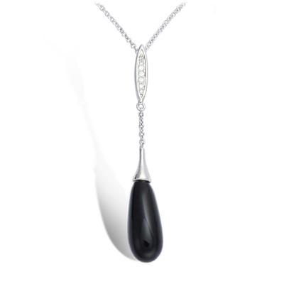 [L4601] - Silver Necklace 'Eva' Black Silver (rhodium-plated) - 50x8 Mm