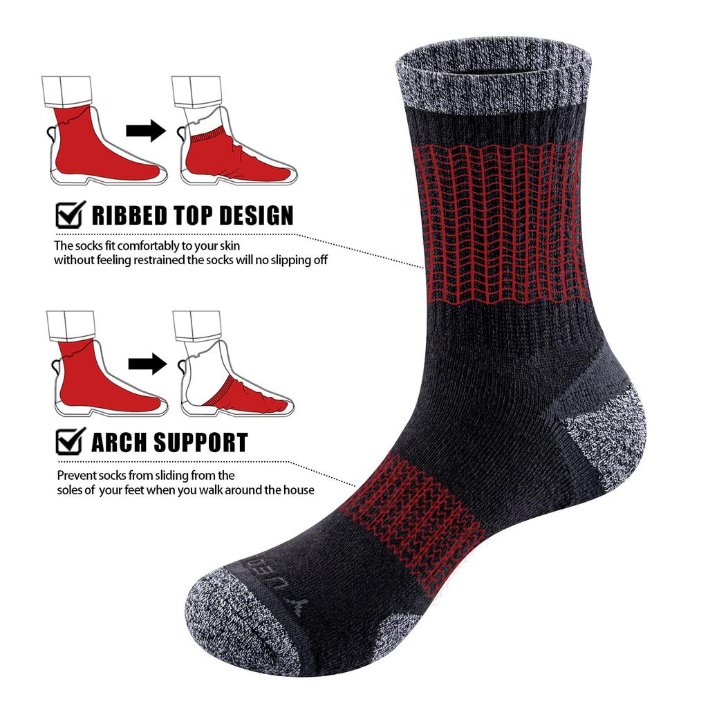 YUEDGE Thick Winter Warm and Comfortable for Outdoor Trail Sizes 5 Pairs Men's Socks, Hiking, 27-29cm,