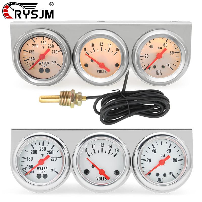3-in-1 Auto-Anzeigegerät Wassertemperatur + Spannung + Öldruckanzeige mit LED-Licht für Auto, Marine, LKW, Traktor Dreifach-Anzeigegerät-Set
