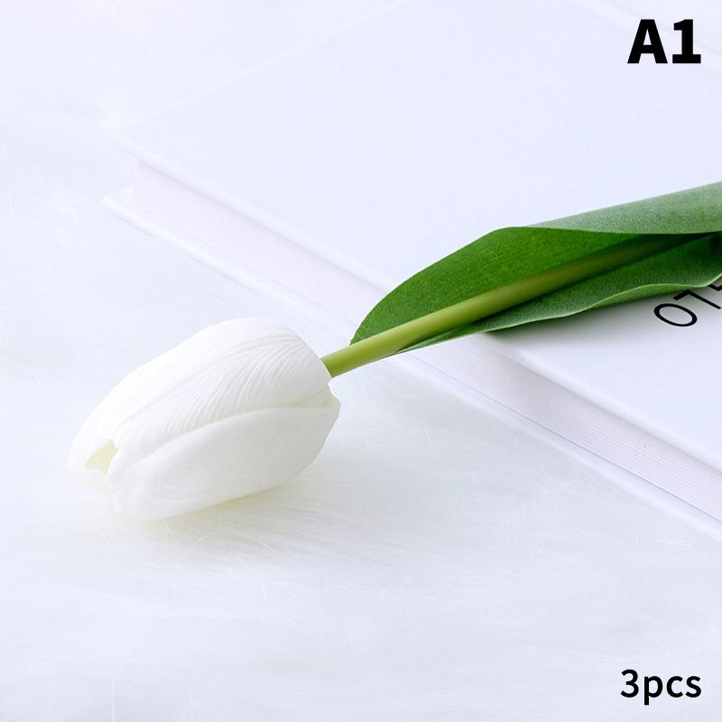 

3Pcs Tulip Artificial Flowers Real Touch Bouquet Fake Flowers Decoration For Wedding Supplies Home Decor Valentines Flowers