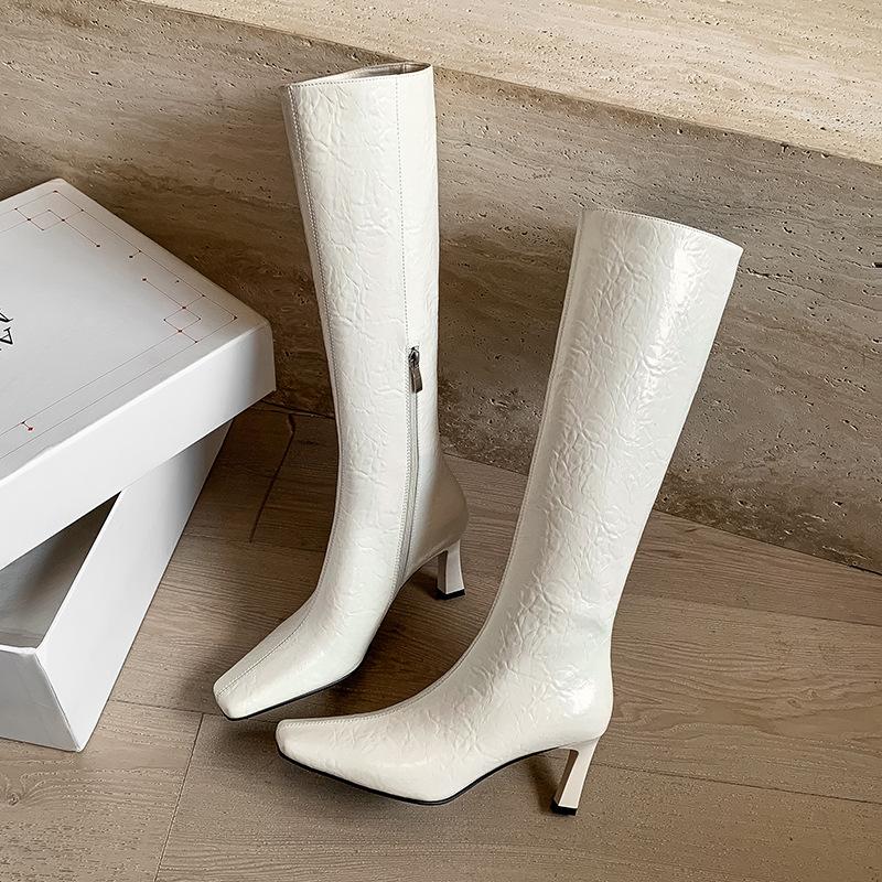 European and American Fashion Simple Temperament Commuter High Boots 2025 Autumn and Winter New Square Head Thin Heel But Knee Long Boots Women