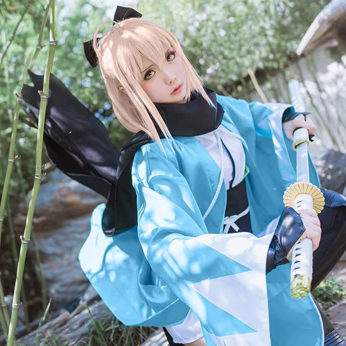 [молочное время] Fate/Grand Order Окита Соджи FGO Косплей Костюм Сакуры Сейбер с париком, Окита 3-е Вознесение Fate Grand Order (L)