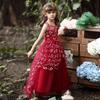 European & American Girls' Lace Flower Princess Dress with Bow & Small Train