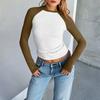 Women's Fashion Slim Fit Long Sleeve Colorblock Top