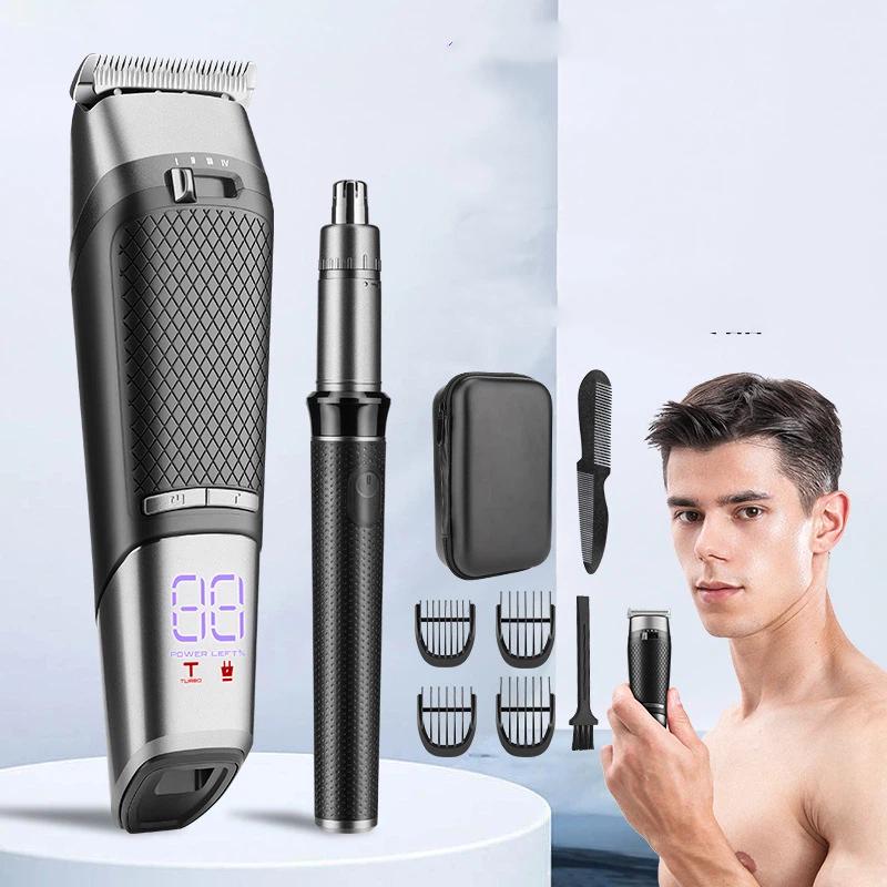 New multi-functional men's home hair clipper nose hair trimmer set LCD digital display high-power electric clippers