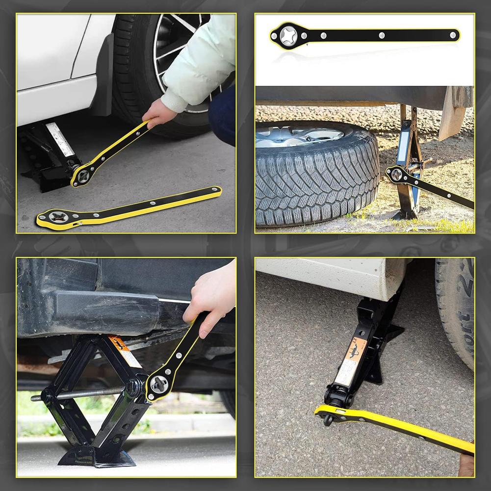Car Jack Ratchet Wrench Scissor Jack Garage Tire Wheel Lug Wrench Handle Lug Wrench for Tire Jack for Small Cars SUVs Vans
