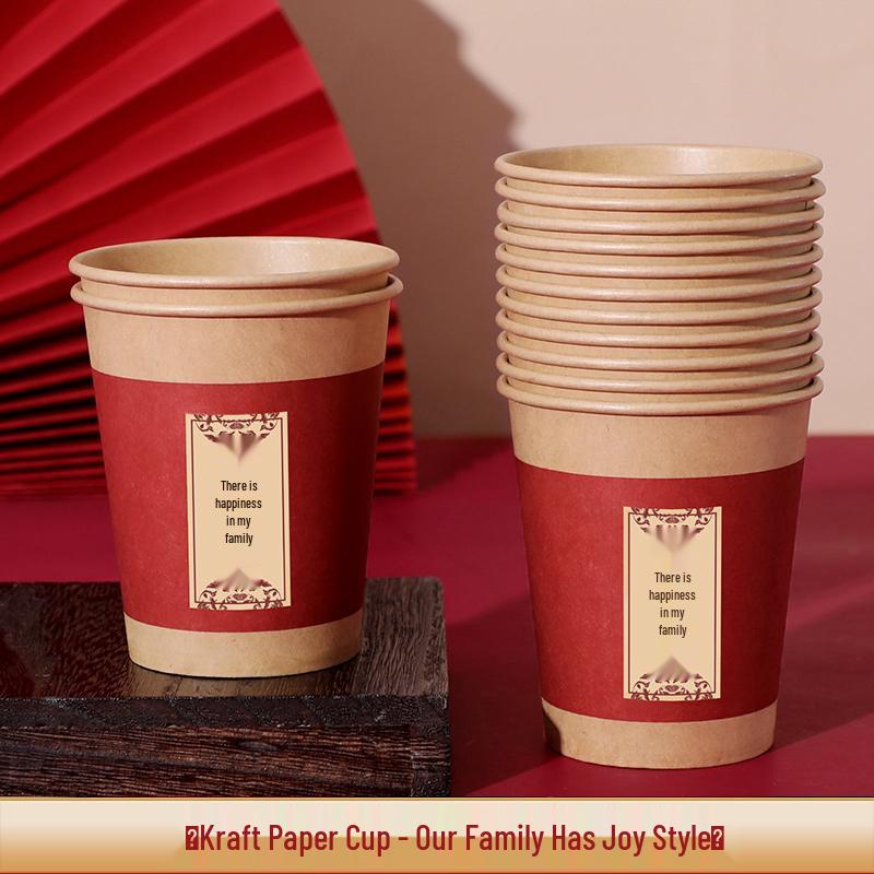 Disposable Red Wedding Tea Cups - Thickened for Banquets and Household Use