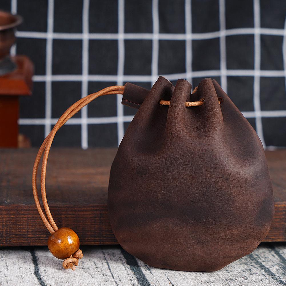 Vintage Genuine Leather Small Coin Purse - Mini Handheld Wallet in First Layer Cowhide
