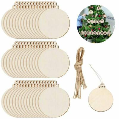 10Pcs Wooden Christmas Craft Shapes DIY Xmas Tree Decoration Hanging Baubles