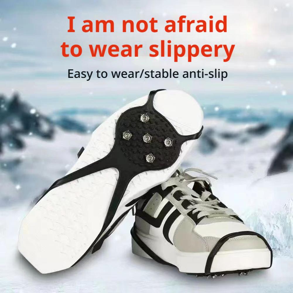 1 Pair 5 Studs Anti-Skid Ice Snow Camping Walking Shoes Winter Safety Boots Universal Professional Climbing Crampons