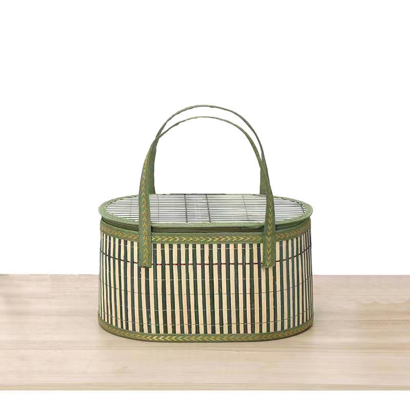 Traditional Bamboo Storage Basket With Handcrafted Design For Kitchen Organization