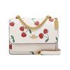 Klare 18 Buckle Closure Heart Cherry Print Cow Leather Crossbody Bag Small Women's White