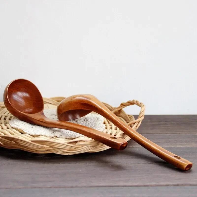 Wholesale Premium New Kemu Big Nanmu Spoons Ultra Practical for Home Cooking Long Handle Communal Congee & Soup Wooden Utensils