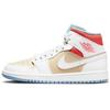Womens Air 1 Mid SE 'Sesame' (women's Sizes) Sesame / White / Flash Crimson / Psychic Blue Vintage Basketball Shoes CZ0774 200