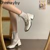 Scarpe Mary Jane da Donna in Vernice Primavera di Design Moda Décolleté a Punta Quadrata Bassa Scarpe Casual da Abito