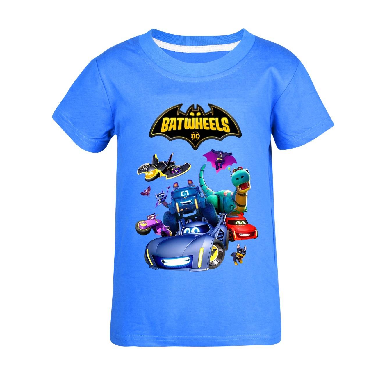 

Funny Batwheels Short Sleeve Kids Clothing T-Shirts Summer Children Tops Cartoon Casual Tees Cotton Boys Girls Clothes 130