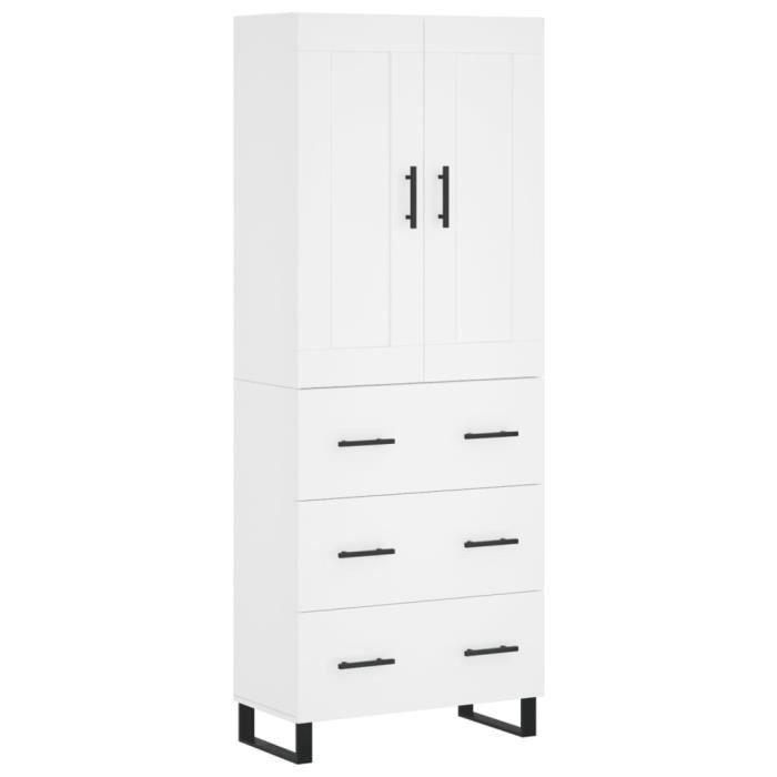 VidaXL Buffet haut Blanc 69,5x34x180 cm Bois d'ingénierie 3199769